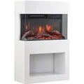 Kaminio Elektrokamin Henri Kaminofen Heizung 3D-Flammeneffekt Holzfach Weiß