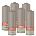 Bolsius - Stumpenkerze - Taupe - 20cm - 6 Stück - Brenndauer 75 Stunden - Mit natürlichen Extrakten - Natürliches Pflanzenwachs - Ohne Palmöl
