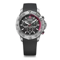 WENGER Herren Armbanduhr Seaforce Chronograph Ø 43 mm, Swiss Made, Analog Quarz, Wasserdicht bis 200 m, Silikon-Armband, Schwarz, 01.0643.122