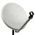 PremiumX PXS80 Satellitenschüssel 80cm Stahl Hellgrau Satellitenantenne SAT Spiegel mit LNB Tragarm und Masthalterung