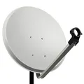 PremiumX PXS80 Satellitenschüssel 80cm Stahl Hellgrau Satellitenantenne SAT Spiegel mit LNB Tragarm und Masthalterung