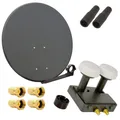 PremiumX SAT Anlage Astra Hotbird 80cm Satelliten Schüssel Twin Monoblock LNB 4K