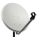 PremiumX 80cm Satelliten Schüssel Hellgrau Stahl SAT Antenne Offset Spiegel 4K
