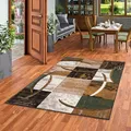 Pergamon Designer Teppich Modern Wohnzimmer Schlafzimmer Esszimmer Kurzflor Brilliant Beige Grün Trend