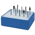 Kleinfrässtiftesatz Schaft-D.3mm 10-tlg.HM Verz.Kreuz Ku.-Kass.TECWERK