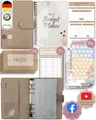 BeginnerBudget® Budget Planner Deutsch - Starterset mit Sparchallenge Budgetplaner deutsch - Sparen mit Umschlagmethode + Anleitung - Ringbuch A6 - Binder A6 Litchi-Style (Beige (mit Budgetplaner))