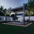 Pavillon Pergola 3x4m Terassenüberdachung freistehend mit Lamellendach elektr. verstellbar Gartenpavillon mit LED Hardtop wasserdicht stabil Winterfest Aluminium Weide Deluxe Fernbedienung Anthrazit