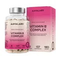 Aavalabs Vitamin B Komplex hochdosiert | Vegan, mit B12, B6, B1, B9 uvm. | 6-Monats-Vorrat