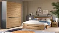 Schlafzimmer Komplett Set Kleiderschrank mit Soft-Close Doppelbett 2x Nachttisch