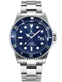 Alienwork Armbanduhr Herren Damen Silber Edelstahl Metallarmband Kalender Datum Marineblau Klassik Elegant