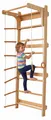 Relaxdays Sprossenwand, Kinder, Klimmzugstange, Kletterringe, Leiter, HxBxT: 215 x 80 x 57,5 cm, Kletterwand, natur