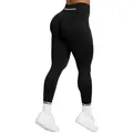 Smilodox Leggings Cetrina, Push Up Scrunch Leggings mit Schriftzug Fitness & Alltag Seamless, High Waist, Scrunch Sporthose, Atmungsaktiv, Blickdicht schwarz S