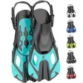 Khroom Schnorchelflossen verstellbar Flossen Erwachsene & Kinder | Kurze Taucherflossen & Flippers zum Schnorcheln Schwimmen Tauchen | leichte Schwimmflossen für Urlaub & Pool (Türkis 37-41)