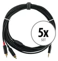 5x Set DJ PA Kabel Y-Kabel Audiokabel 6m Audio 3,5mm Stereo Klinke RCA Cinch