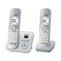 Panasonic KX-TG6862GS Schnurlostelefon mit 2 Mobilteilen und Anrufbeantworter (Bis zu 1.000 Telefonnummern sperren, übersichtliche Schriftgröße, lauter Hörer, Voll-Duplex Freisprechen) perl-silber