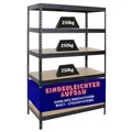 PROREGAL Schwerlastregal Rivet HxBxT 180x120x60cm Fachlast 250kg, Innovatives Stecksystem, Schwarz, Garagenregal, Lagerregal, Steckregal, Stahl, Kellerregal