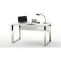 Schreibtisch mit Gestell verchromt Sydney Hochglanz Weiß lackie