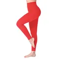 SINOPHANT Leggings Damen High Waist - Blickdicht Leggins mit Bauchkontrolle für Sport Yoga Gym(1 rot,S-M)