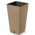 Annastore Pflanzsäule aus Kunststoff H 38 cm inkl. Innentopf - wetterfest und witterungsbeständig - Pflanzgefäß Kunststoff - Pflanzkübel für Außen - Quadratisch Ø 20 cm/H 38 cm, Farbe eco-Natur