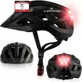 Fahrradhelm mit Licht - Sofort gesehen Werden - Ultraleichter Spezial Damen Herren Kinder Fahrrad Helm mit Visier und Rücklicht für hohe Sicherhe... - Schwarz