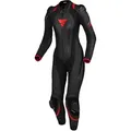SHIMA Miura RS Damen 1-Teiler Motorrad Lederkombi, schwarz-rot, Größe 42