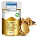 Detox Organica Goldpulver essbar, 10g Lebensmittelfarbe Gold ohne E171 Farbstoff, Goldstaub zum Backen und Dekorieren, Ideal für Torten, Kuchen, Schokolade und Getränke, Essbarer Glitzer