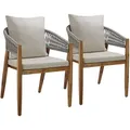tectake® Gartenstuhl Manacor lasiertes Akazienholz, wetterfest höhenverstellbare Kunststofffüße - Beige