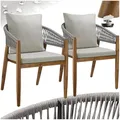 tectake® Gartenmöbel Set, Gartenstuhl Holz Rope Design, Balkon Sessel, Outdoor Möbel, Gartenstühle, Balkonmöbel, Terrassenmöbel, Wintergarten, Sitzgruppe Outdoor, Balkonstühle - Greige, 2er Set