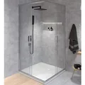 BADLAND Komplettes Set - Duschkabine HELA + Duschwanne VIDAR 90x90 193 cm - Quadratisch Duschabtrennung Transparent Nano Glas 6 mm, Duschtasse Weiß Steinoptik SMC mit Ablaufgarnitur Ø 90 mm