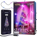 Twinkly Strings USB-C Pearls 100 LED, LED-Lichterkette in Perlenform, RGB LED-Lichter Mehrfarbig, Lichter zum Valentinstag, Kompatibel mit Alexa und Google Home, USB-C, Grünes Kabel, 6m