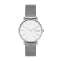Skagen Damenuhren Signatur, Zweizeiger Uhrwerk, 38mm Silbernes Edelstahlgehäuse mit EdelstahlMesh Armband, SKW2785