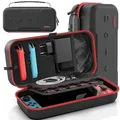 OIVO Switch Tasche für Nintendo Switch/OLED-Modell, große Tragetasche für Joycon und EU Netzteil, Harte Hülle mit Aufbewahrung für 20 Spiele & Zubehör, Rot