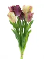 mucplants Künstliches Tulpenbündel Parrot 52cm, Real-Touch Tulpenstrauß mit 6 Tulpen, Ostern Dekoration (Rot-Combo)