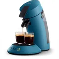 Philips Senseo Original Plus Kaffeepadsmaschine, Kaffeestärkeauswahl, Coffee Boost Technologie, Recycling-Kunststoff, Blau Pavone (CSA210/00)