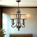 Kronleuchter ANABELL 9 Creme 3xE14 kürzbar Ø46cm Rustikal Design Lampe Esszimmer