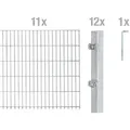 Alberts Komplettset Doppelstabmattenzaun, Feuerverzinkt, Mattenbreite 2 m, 140 cm hoch, 22 m lang