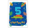 JUNAPACK Einladungskarten Dinosaurier Einladungen zum 5. Geburtstag Karten für Kinder Dinos blau, Einladungskarten zum fünften Geburtstag mit Dino Motiv