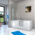 Seniorendusche und Badewanne mit Tür S12D-EH-R-EC Dusche 85x170cm