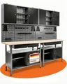 Ondis24 Werkstatteinrichtung Werkstatt Set Werkbank Fritz Hängeschrank Werkzeugwand Metall Schwarz Grau (Hängeschrank Kurt, 240 cm)