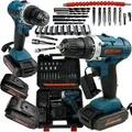 21V Akku-Bohrmaschine Mega Set Zwei Batterien