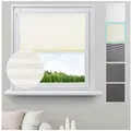 Woltu Plissee, Rolle mit Klemmfix in Crushed Optik creme 120 cm x 130 cm