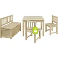 BOMI® Kindersitzecke mit Stühlen Anna mit integrierter Spielzeugkiste | Kindertruhenbank aus Kiefer Massiv Holz für Kleinkinder, Mädchen und Ju... - Naturbelassen