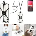 K-S-Trade 3in1 Handykette Handyband Handykordel Halsband Smartphone-Ring Handy-Ring kompatibel mit Vodafone Smart N9 Fingerhalterung Handyring - Schwarz