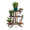 Relaxdays 2X Pflanzentreppe im Set, Blumentreppe, Blumenregal, Pflanzenregal, Etagere, Blumenständer, Mehrstöckig, 5 Böden, Holz