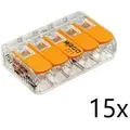 15 x Wago 221-615 Verbindungsklemme mit Hebel transparent für alle Leiterarten 5-Leiter bis 6qmm