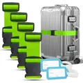 YORFULL Koffergurt 4 Stück, Kofferband Auffällig mit 2 Etiketten, Verstellbare Kofferband Gurt, Sicheres Gürtel-Zubehör-Set für Reisetasche, Mehrfarbige Luggage Strap, 180 cm Länge