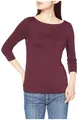 Amazon Essentials Damen Bateau-Ausschnitt T-Shirt mit 3/4-Ärmeln, Schmale Passform, Burgundy, XS