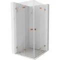 Mexen Lunar-F Duo Faltbare Duschkabine 100 x 100 cm, transparent, gebürstetes Kupfer - 836-100L-100P-65-00