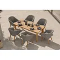 Ploß Borneo/Kota Garten-Essgruppe, natur/grau-meliert, Akazie/Alu/Polyrattan, 180x90cm, 6 Cocktailsessel, FSC®-zertifiziertes Produkt