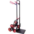 PROREGAL Klappbarer Profi-Treppensteiger TAURUS 150 HxBxT 110 x 45 x 61 cm Traglast 150 kg Stahlrahmen Ergonomische Griffe TPR-Gummiräder Rot-Schwarz